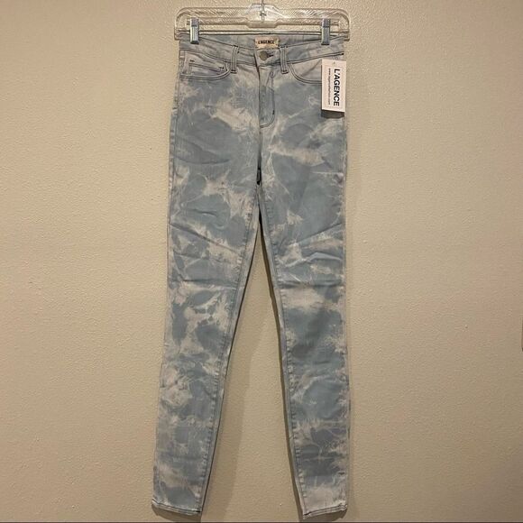 L’AGENCE Margot light blue tie dye skinny jeans - Picture 2 of 9